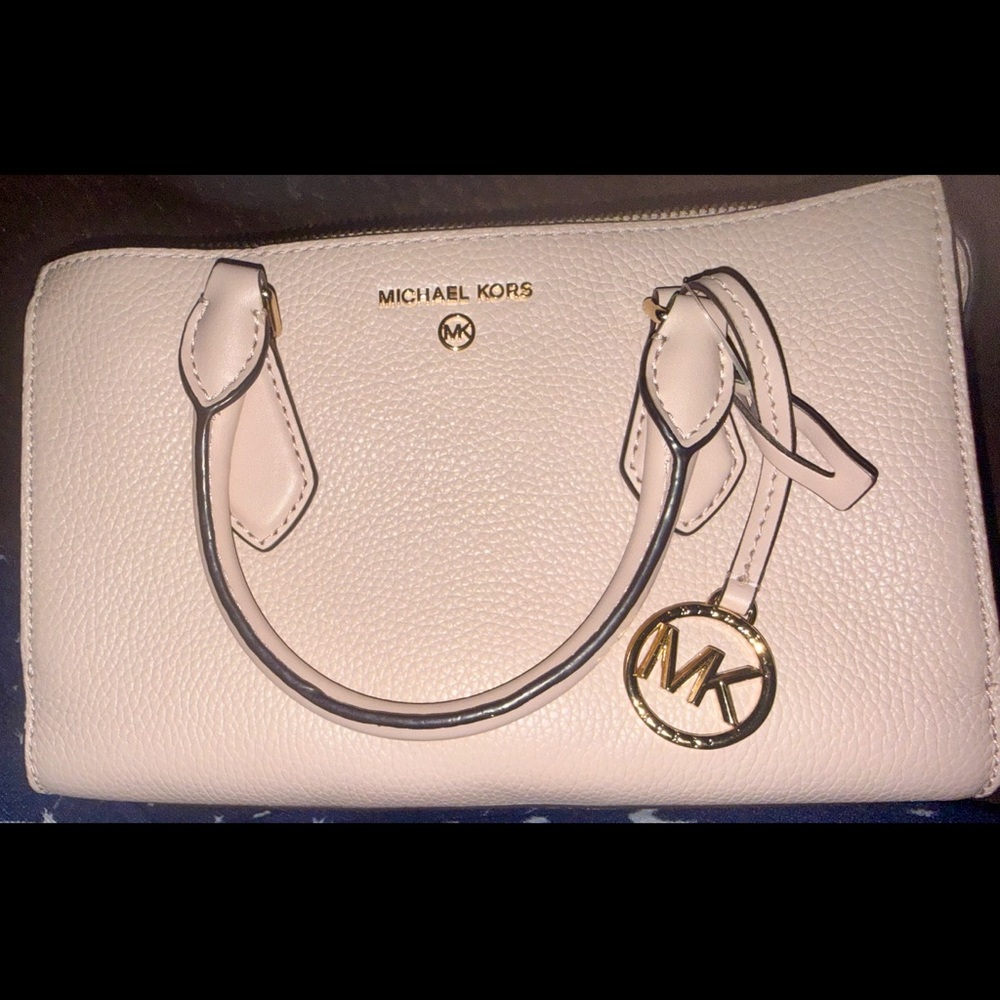 NWOT Michael Kors Valerie Small Pebbled Leather Satchel Blush Pink Gold Hardware - Picture 6 of 12